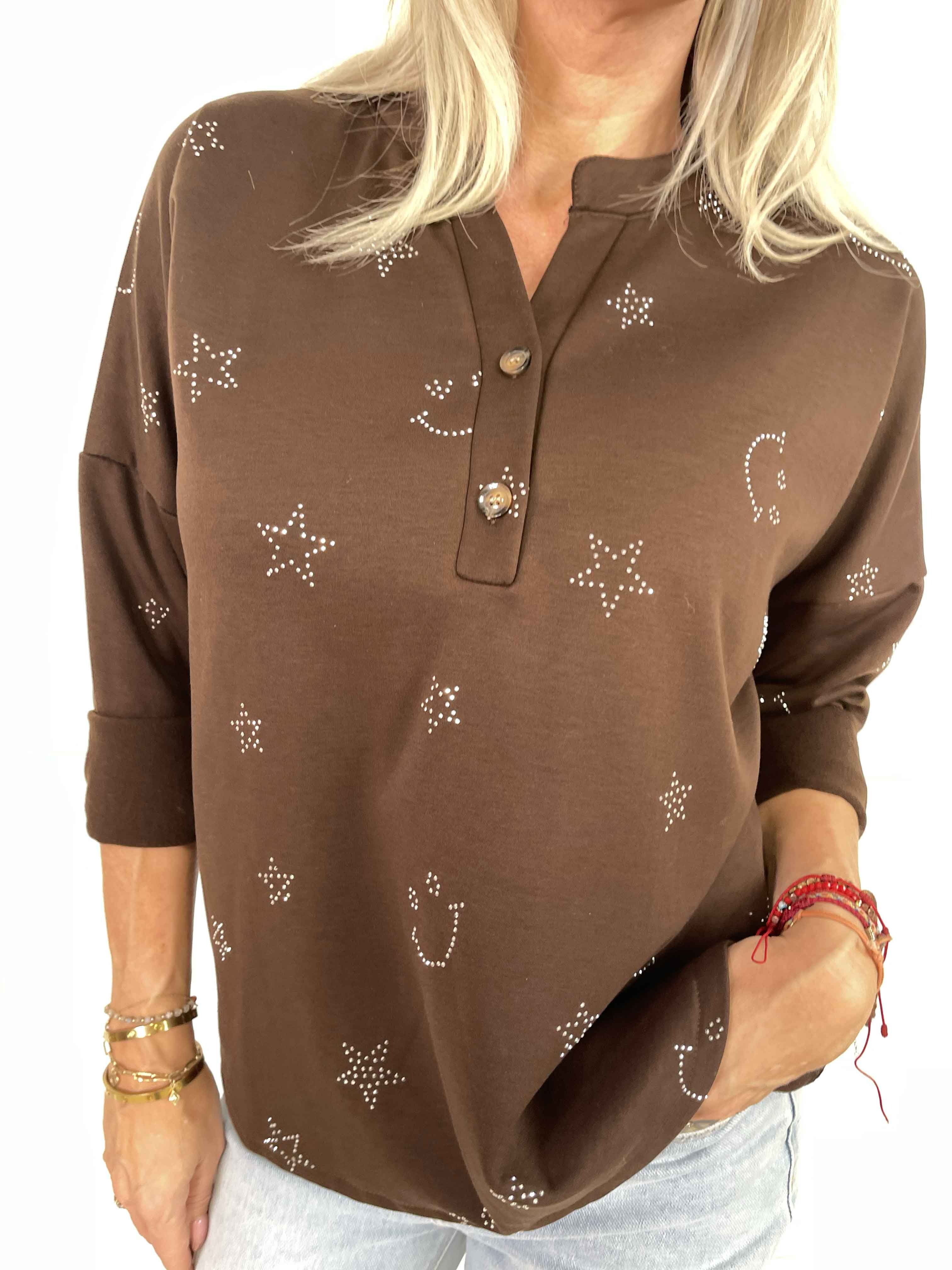 Star - Mjuk skjorta med smiley och strassstjärnor